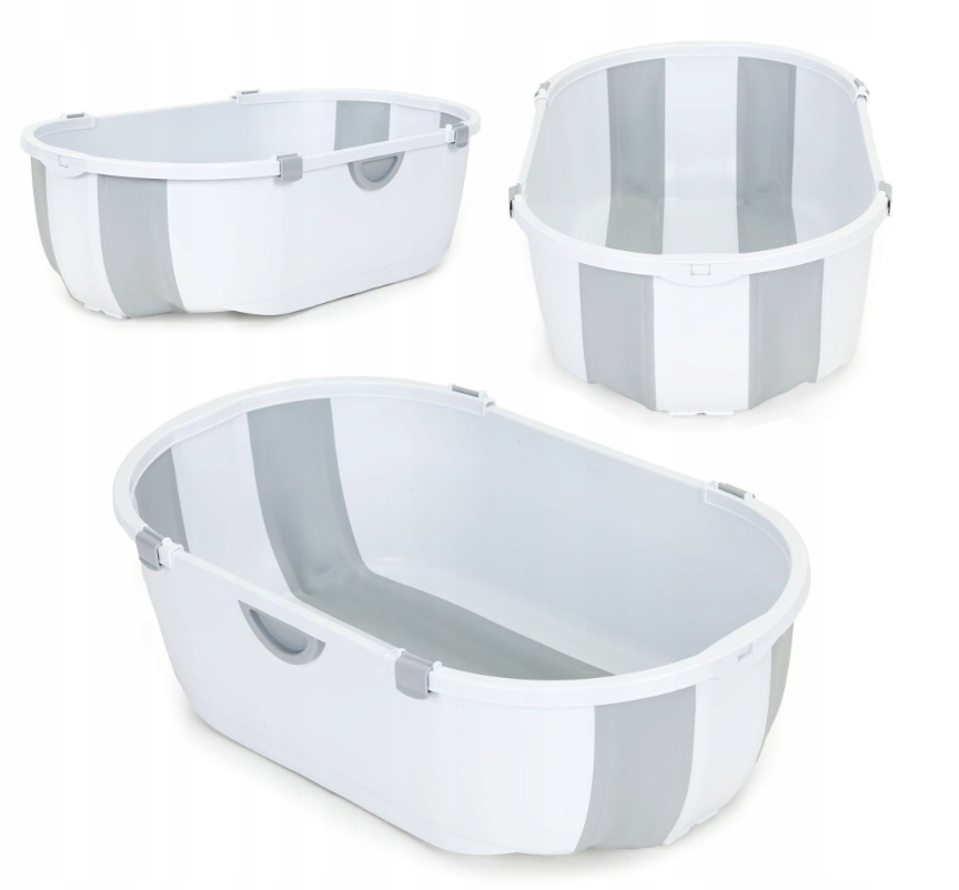 Foldable Baby Bathtub with Drain, Gray