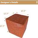 Faux Leather Pouf Cover,Unstuffed Pouf Ottoman Square,17.7x17.7x17.7 Mid-Century Moroccan Large Floor Storage Foot Rest Bean Bag for Living Room Bedroom,Brown