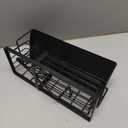 Sponge Holder & Sink Caddy Organizer - Rustproof Kitchen Sink Organizer with High Brush Holder - Kitchen Essentials Countertop Storage Organization (Black)