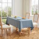 ZeeMart Basic Linen Textured Table Cloth, 52 x 70 Inch Dusty Blue, Farmhouse Style Rust Rectangle Tablecloth, Wrinkle Resistant Washable Heavy Weight TableCloths