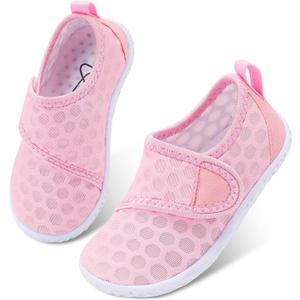 LeIsfIt Toddler Water Shoes Boys Girls Barefoot Aqua Socks Kids Breathable Quick-Dry Swim Shoes for Beach Pool Surf, Pink, 9 Toddler
