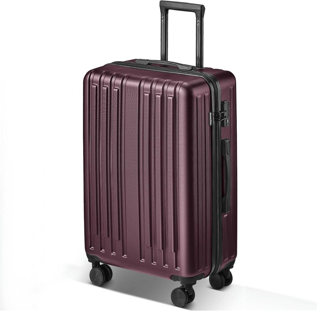 28 inch Luggage Hardside Lightweight Suitcase with Spinner Wheels TSA Lock for Travel Business, Red (28inch Checked, Wine)