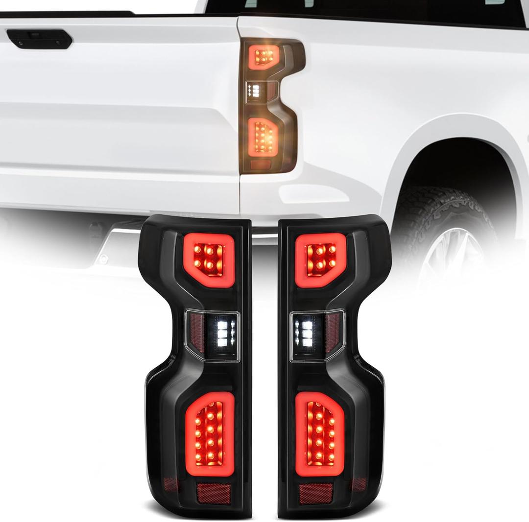 AUTOSAVER88 LED Tail Light Assemblies Compatible with 19 20 21 22 23 2019-2023 Chevy Silverado 1500/2022 Chevy Silverado 1500 LTD Tail Lamp Clear Lens Taillights Replacement - Pair Set