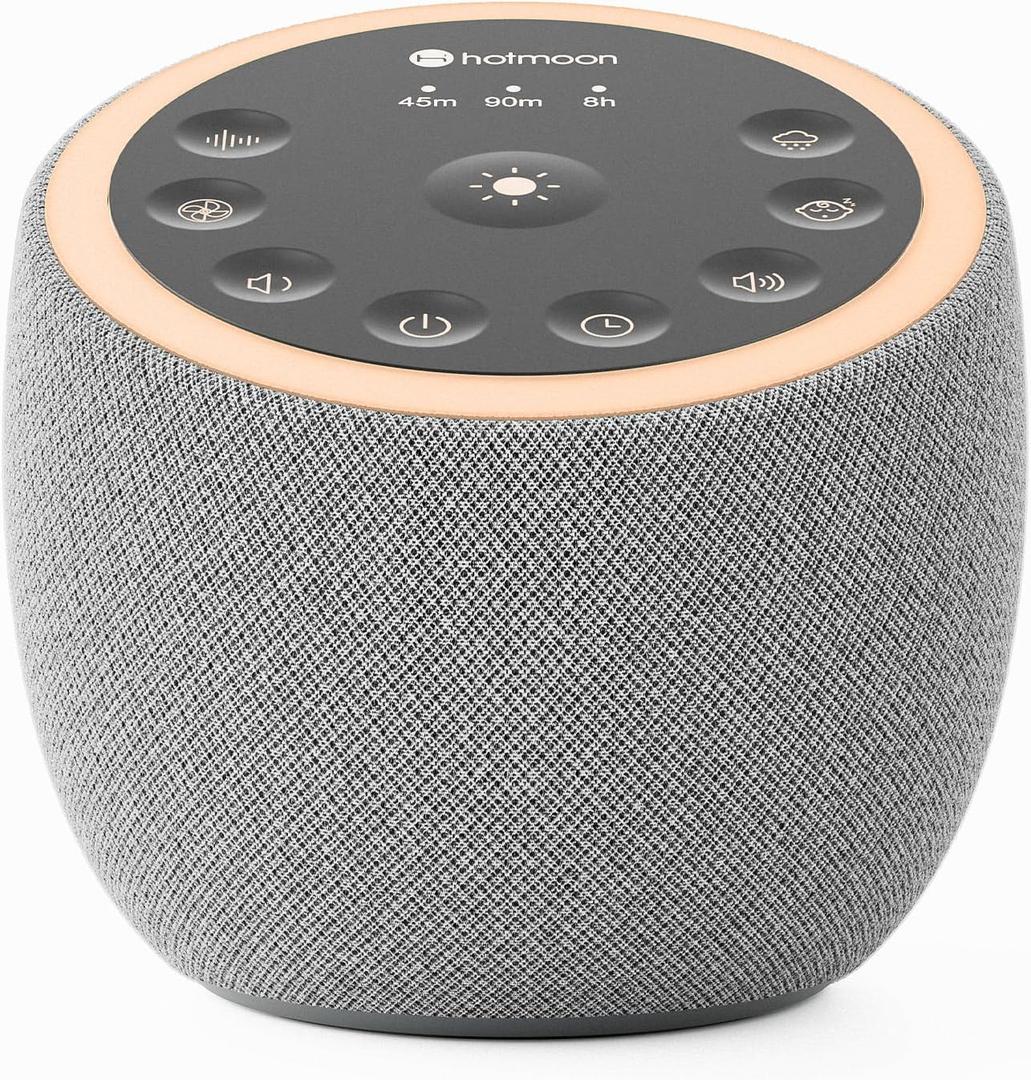 Hotmoon Sound Machine with 40 High-Fidelity Sounds, White Noise Sound Machine with Memory Functions, 8 Color Night Light, USB Power Supply, for Sleep & Noise Reduction Sleep Aid, Plug-in (Grey)
