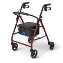 Medline Steel Rollator Walker for Adult Mobility Impairment, Foldable, Burgundy