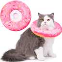 Cat Cone Collar Soft, Cat Recovery Collar for Wound Healing Cute Donut Adjustable Kittens Cones to Stop Licking Comfortable Lightweight Neck Elizabethan Collars for Cats Kittens After Surgery