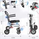 Compact Ultra-Lightweight Portable Transport Wheelchair Foldable Travel Wheelchairs with Handbrake for Adults and Seniors White