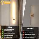Battery Operated Wall Sconce USB Rechargeable Sconces, 39.3" Brushed Gold Wireless Wall lamp Set of 2, 3000K-6000K & Dimming with Remote Control, LED Wall Lights for Living Room, Bedroom