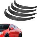 BLACKHORSE-RACING 4PCS Universal Fender Flares 2"/50mm Wide Body Kit Wheel Arches Durable PU