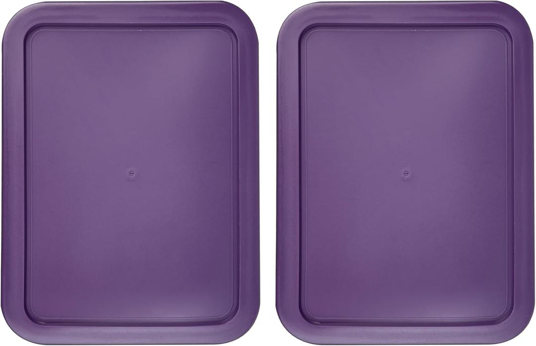 Replacement Lids for Pyrex 11-Cup Glass Food Storage Container Bowls, (9.75 x 8-Inch) Plastic Rectangle Lids Covers fits Pyrex 7212-PC, Airtight & Leakproof (2-Pack, Purple)