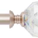 3/4 Inch Diameter Adjustable Curtain Metal Rod with Round Clear Acrylic Ball Finials28 to 48 Inch Nickel