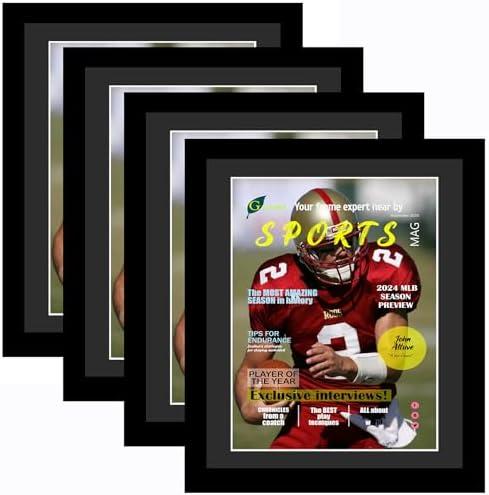 Goldfinch 2 Packs Sports Magazine Frames Displays Magazines Measuring 8 x 10.5 inches with Black Core Matting,Suitable for 1994-Current Collector's Edition Sports Magazines with Installed Hangers
