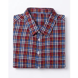 Mens Gingham Button Down Shirt Long Sleeve Dress Shirts Business Casual Shirts with Pockets (Large, Red/Blue)