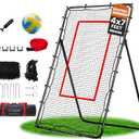 Volleyball Rebounder Net with Bungee Cords, Volleyball,Carry Bag and Neon Target, Adjustable Bounce Back Net for Practicing Volleying, Bumping, Spiking (4x7ft)