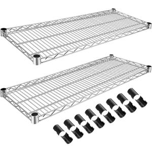 MorningRo 2 Pack Additional Wire Shelf for Wire Shelving Units Chrome Finish Shelving Weight Capacity 600-800 Lb, Heavy Steel Industrial for Warehouses, Closets, Kitchen(Sliver,18" W X 36" L)