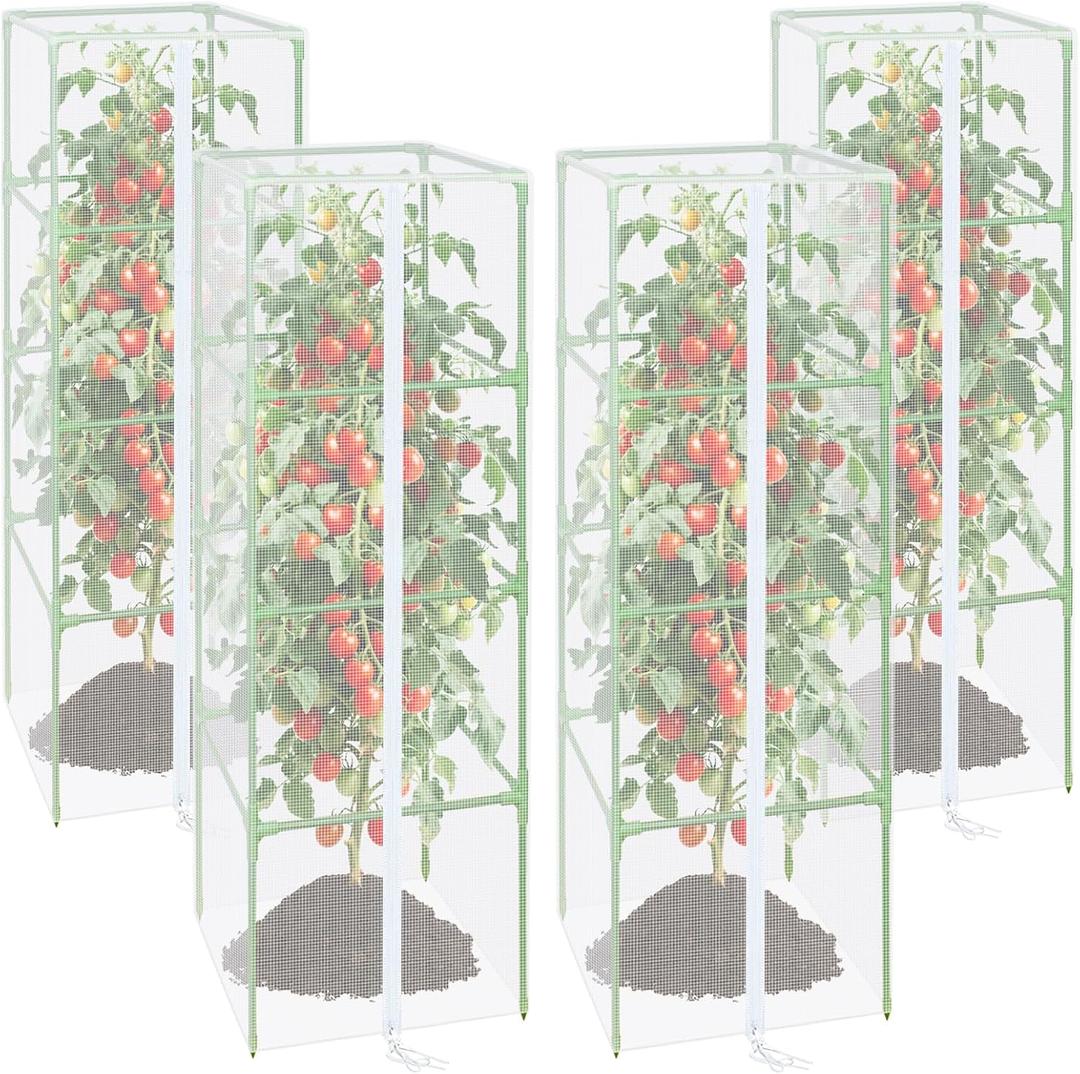 ZeeDix 57" x 16.1" Garden Bird Netting for Square Tomato Cage, 4 Pack Garden Mesh Barrier, Plant Covers Protect Tomatoes, Vegetables, Blueberry Bush from Birds & Pests