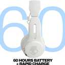 Skullcandy Icon ANC Wireless On-Ear Bluetooth Headphones, Active Noise Cancelling, 60 Hours Battery, Sweat Water Resistant, Foldable Durable Travel Ready, Microphone for iPhone Android - Bone