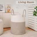JMvicyroam Large Woven Laundry Basket Hamper,60L Cotton Rope Storage Bin for Blankets, Toys and Clothes, Decorative Tall Nursery Hamper for Living Room, Baby Nursery, Bathroom and Bedroom, Brown