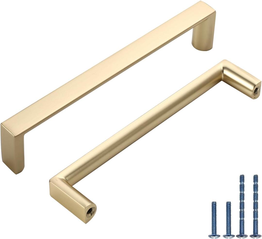 10 Pack 5 Inch(128mm) Kitchen Cabinet Handles Brushed Gold Cabinet Pulls Kitchen Cabinet Hardware Drawer Pulls for Dresser Cupboard Wardrobe