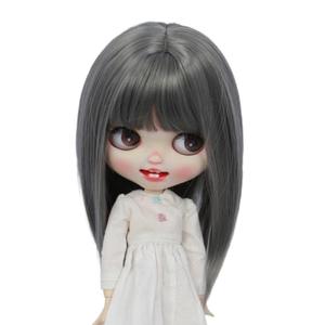 Tzncos Just 1pc wig fit for 10-11 inch Head Dolls, Blyth Qbaby Amydoll Wig Short Straight Collection Hair (Dark Silver)