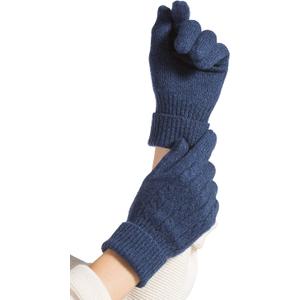 Fishers Finery Women's 100% Pure Cashmere Gloves | Cable Knit Design (Blue)