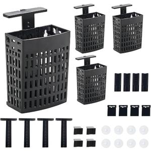 4pcs Upgraded Adjustable Aquarium Plant HolderFish Tank Plants Holder,Fish Tank Aquaponics Plant Cultivation and Aquarium Landscape Decoration with Hooks and Suction Cup (Black)