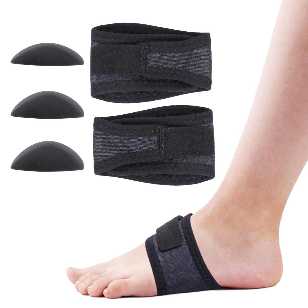 Foot Arch Support Brace (1 Pair) - Wrap Corrector for Flat Foot, Plantar Fasciitis Sleeve Strap for Pain Relief, Fallen Arches, Adjustable Bands with Gel Pads for Flat Feet High & Fallen Arch Unisex