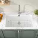 Lordear 33 Inch White Granite Composite Kitchen Sink Undermount | White Kitchen Sink Quartz Single Bowl Under Counter 33x19x9.65 Inch With Accessories