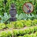Hausse 2 Pack Fake Owl Decoys to Scare Birds Away, Rotating Head Plastic Owl Bird Deterrents, 10.6 Inch Height Bird Scarecrow Nature Enemy Horned Pest Repellent for Outdoor Garden Yard