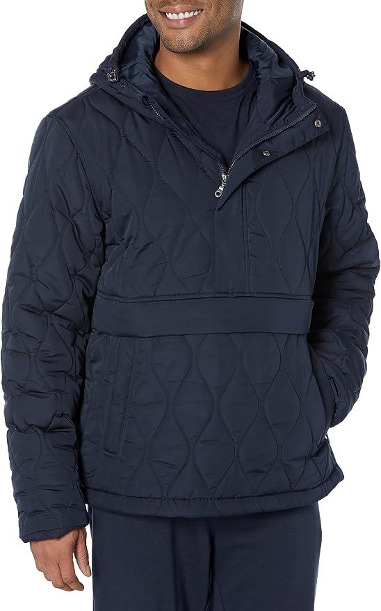 Amazon Essentials Mens Anorak Hooded Quarter-Zip Puffer Coat, S