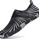 Jakcuz Athletic Water Shoes for Women Men Quick Dry Upstream Swimming Diving Beach Sport Walking Fashion Sneakers (Black)