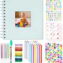 Kid Scrapbook Photo Album Hard Cover DIY Photo Album for Kids Instant Camera Print Paper with DIY Accessories (Blue)