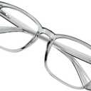VisionGlobal Blue Light Blocking Glasses for Women/Men, Stylish Square Frame, Anti Glare (Clear Gray, 1.50 Magnification)