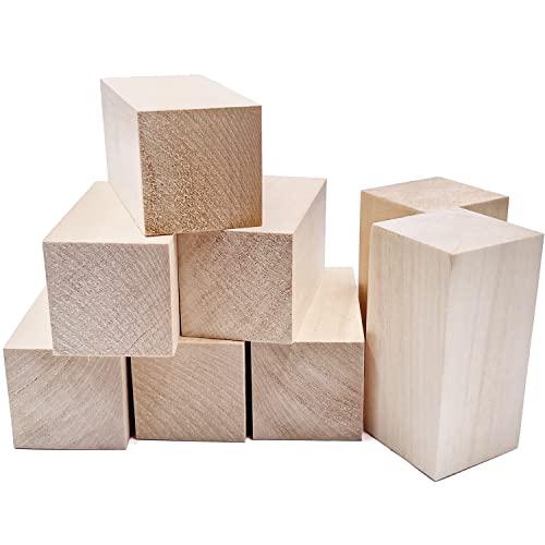 Thiecoc 7 Pcs Basswood for Carving - 4x2x2 Inch Basswood Blocks for Whittling and Wood Craft