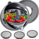 4-1 Colander with Bowl Set - Colander for Kitchen - Strainers and Colanders - Pasta Strainer - Funny Presents for Women - Fruit Cleaner Veggie Wash Kitchen Essentials, Grey 