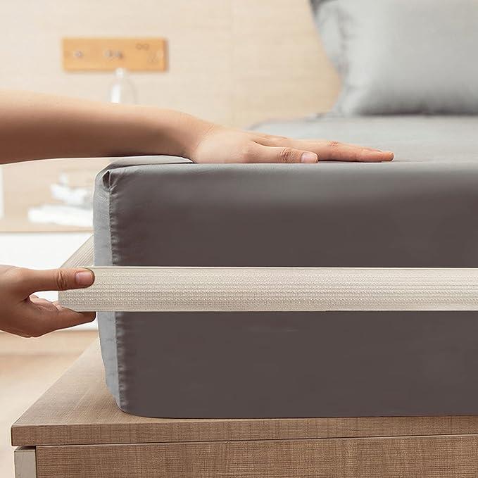 TANG SMALL FISH Upgrade Bed Sheet Holder Band, Adjustable Elastic Fitted Sheet Fasteners, Keep Sheets Tight and Fitted Bottom Sheet Cover Strap, Suitable for All Mattress Sizes White