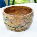 Wood Fracking Burning Yarn Storage Bowl With Spiral Yarn Design | Lichtenberg Figures | Handcrafted Epoxy Resin Knitting And Crochet Holder Yarn Organizer | Gifts Idea Accessories (Green)