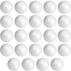 Juvale 3-Inch Foam Balls for Crafts - Smooth Foam Balls for Painting, Easy-to-Cut Craft Supply & Educational Classroom Supply - 3 in, Pack of 24, White