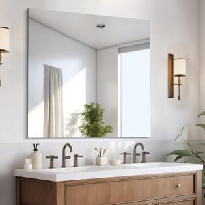 Frameless Mirror, 36x36 inch Square Bathroom Mirrors for Wall, Upgraded Shatterproof Vanity Mirror Over Sink with Polished Edge for Bathroom,Bedroom,Living Room and Entryway (36"L x 36"W)