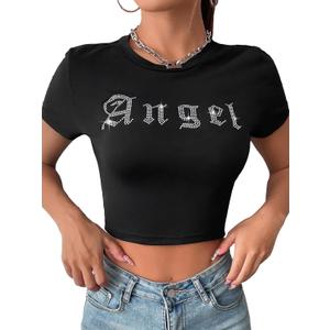 SOLY HUX Women's Graphic Tees Y2k Crop Top Short Sleeve T Shirt Tee Summer Tops (Medium) SOLY HUX Women's Graphic Tees Y2k Crop Top Short Sleeve T Shirt Tee Summer Tops (Medium)