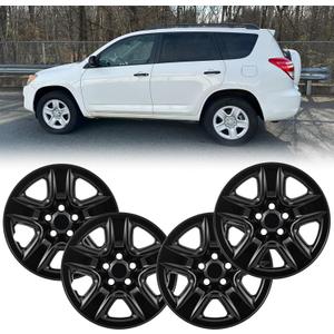 17" Glossy Black Wheel Skins (Set of 4) fit for Toyota Rav4 2006-2012, 17 inches ABS Wheel Covers Compatible with 06-12 Rav4 Steel Wheels- Auto Tire Cover Replacement 42611-0R020 42611-42200