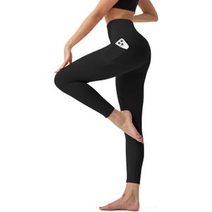 Leggings with Pockets for Women High Waisted Tummy Control Yoga Pants for Workout Running No See Through Black, Small