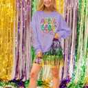 Fat Tuesday Sweatshirt for Women Long Sleeve Shirt New Orleans Novelty Graphic Pullover Outfit (XL)