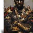 African King Wall Art African American Wall Art Afro King Crowns Portrait Artwork Picture Abstract Canvas Prints Painting Framed for Living Room Bedroom Home Decor Framed(28''W x 44''H)