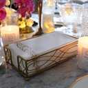 Antique Gold Elegant Sturdy Guest Napkin Holder | Premium Disposable Paper Hand Towel Storage Tray Caddy | Classic Brass Vintage Bronze | Bathroom Kitchen Dining Table Wedding Party Dcor  Gold Wave (Antique Brass)