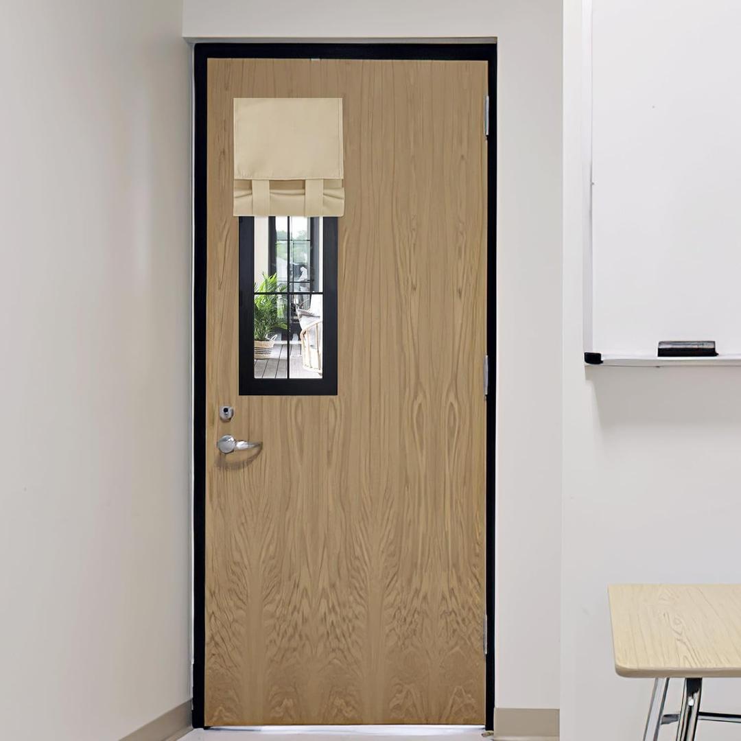 RYB HOME Classroom Door Window Cover, Blackout Shades for Classroom Windows and Doors Cover Lockdown Shades, Room Darkening Design Blocks Views, W 12 x L 30, 1 Panel, Biscotti Beige