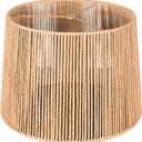 Boho Rattan Lampshade Large Vertical Grain Drum Lamp Shade 12" Top X 14" Bottom X 10" High For Table Lamps Floor Lamps Replacement Hand Woven Vintage Style Rattan Lamp Shades Spider Fitter