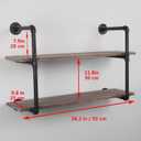 MBQQ Industrial Pipe Shelving Wall Mounted,36in Rustic Metal Floating Shelves,Steampunk Real Wood Book Shelves,Wall Shelf Unit Bookshelf Hanging Wall Shelves,Farmhouse Kitchen Bar Shelving(2 Tier)