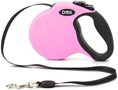 DDOXX Retractable Dog Leash - Strong Reflective Nylon Strips with Break & Lock System - L (Pink)