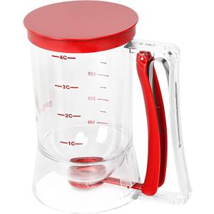 Yieobel Batter separator Cupcakes Pancakes Cookie Cake Waffles Batter Dispenser cookie separator batter Cream Speratator Cup Measuring Baking Tools (Red)